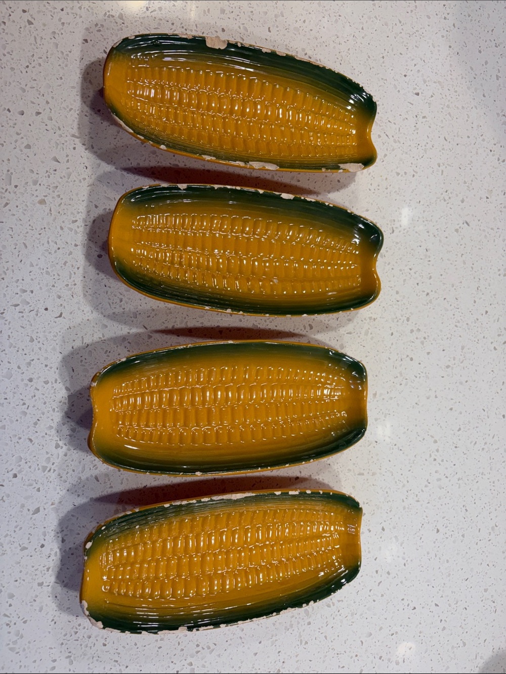 Ceramic Corn-Shaped Serving Dishes in Yellow and Green - Brand Unknown
